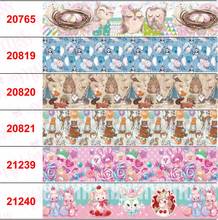 16mm-75mm Cartoon Zoo Animal Rabbit Owl Printed Grosgrain/Elastic Ribbon Candy Lace Geometric DIY Hair Bowknots 50yards/roll 2024 - buy cheap