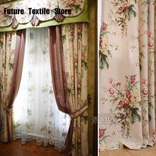 American-Style European Cotton Linen Cotton Living Room Study Garden Printing Curtain Window Fabric Curtain Pillow Customization 2024 - buy cheap