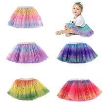 Fashion Baby Girl's Rainbow Mesh Tutu Skirt 3 Layer Tulle Princess Ball Gown Ballet Dance Sequin Skirt 2024 - buy cheap