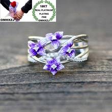 OMHXZJ Wholesale RR1159 European Fashion Hot Fine Woman Girl Party Birthday Wedding Gift Flower AAA Zircon 18KT White Gold Ring 2024 - buy cheap