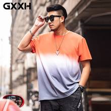 Мужская хлопковая футболка GXXH, с коротким рукавом, с градиентной расцветкой, летняя, размера плюс, XXL-7XL 2024 - купить недорого