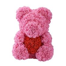 40 см Мишка из плюшевой розы, искусственный цветок, Роза медведя, Рождественское украшение для дома, подарки на день святого Валентина для женщин 2024 - купить недорого