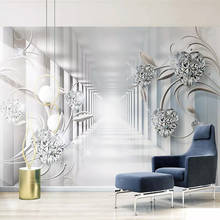 Papel tapiz creativo para sala de estar, Mural moderno 3D estéreo, diamantes, flores, Fresco, dormitorio, decoración de lujo, pegatinas autoadhesivas 2024 - compra barato