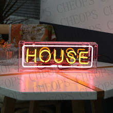 House Acrylic Box Gift Neon Signs Real Glass Tube Beer Bar Pub Bedroom Wall Homeroom Girlsroom Party Decor Lamp 14x5 2024 - buy cheap