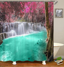 3D Sea Beach Scenery Printed Shower Curtain Waterproof Waterfall Landscape Bathroom Curtain With 12 Hooks Home Decoration 2024 - buy cheap