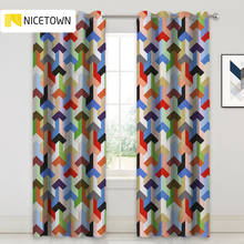 NICETOWN Polygon Geometric Room Darkening Curtains Pop Style Contrast Color Cube Window Drapes for Library/Study/Kids Room 2024 - buy cheap