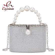 Silver & Gold Luxury Diamond Party Wedding Evening Bag Shoulder Chain Bag Women Purses and Handbags Pearl Handle Designer Bag 2024 - buy cheap