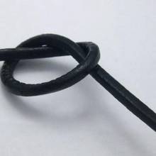 16.4 pés preto redondo couro verdadeiro cordão de joias 4mm 2024 - compre barato