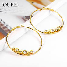 OUFEI Stainless steel Rose gold woman hoop earring Round crystal woman hoop earring fashion jewelry new 2019 wholesale 2024 - buy cheap