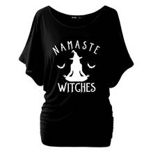 Camiseta de las brujas de Namaste, regalo divertido de Halloween, camiseta de moda para mujer, camisetas de murciélago escalofriante, camisetas de manga corta de murciélago 2024 - compra barato