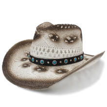 Chapéu de vaqueiro ocidental, chapéu de cowboy da moda, feminino e masculino, com banda punk, feito à mão, sombrero, chapéu de cowgirl, tamanho 58cm a0109, dropshipping 2024 - compre barato