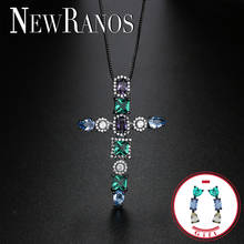 Newranos разноцветное ожерелье с подвеской в виде креста, ожерелье с натуральным кристаллом и цирконами, религиозное ювелирное изделие для женщин, PWX005482 2024 - купить недорого