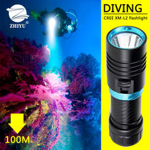 ZHIYU-linterna de buceo de 100M, luz Led recargable Xm L2, lámpara subacuática de Flash para caza, impermeable, 18650, 26650 2024 - compra barato