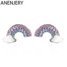 ANENJERY 925 Sterling Silver Simple Colored Zircon Rainbow Clouds Earrings For Women Girl Best Gift S-E920 2024 - buy cheap