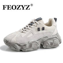 FEOZYZ Genuine Leather Chunky Sneakers Women Plus Size 41 42 Platform Shoes Woman Running Shoes Trainers Ladies Basket Femme 2024 - buy cheap