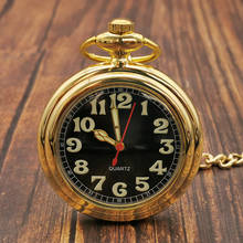 Новое поступление золотые карманные часы Античные с открытым лицом римские цифры Кварцевые Fob часы Нежный кулон ожерелье подарок для мужчин 2024 - купить недорого