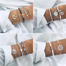 Modyle 2019 New Bohemian Marble Stone Beads Bracelet Set For Women Natural Stone Tassel Pendant Bangles Bracelet Femme Jewelry 2024 - buy cheap