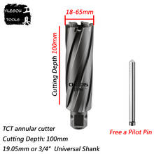 Diameter 18--65mm x 100mm TCT Annular Cutter With 3/4" Universal Shank, Hard Alloy Core Drill Bit, TCT Hole Saw, Cut Depth 100mm 2024 - buy cheap