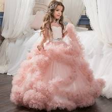 Vestido floral para meninas, vestido de primeira comunhão para casamento, festa, tule, princesa, vestido para crianças 2024 - compre barato