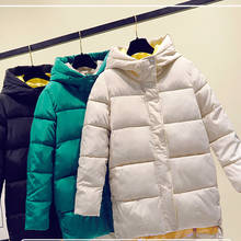 Casaco de inverno feminino, jaqueta longa com capuz acolchoado de algodão de alta qualidade, quente, roupa externa para mulheres, 2021 2024 - compre barato