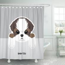 Cortina de ducha de poliéster con ganchos para perro, retrato de raza marrón de Shih Tzu, cachorro, bronceado, 72x78 pulgadas 2024 - compra barato