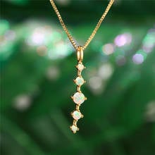 Boho White Fire Opal Necklace Female Yellow Gold Round Necklaces Pendants Vintage Wedding Necklaces For Women 2024 - buy cheap