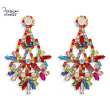 Dvacaman Wedding Bridal Colorful Crystal Large Statement Earrings Women Handmade Rhinestone Dangle Drop Earrings Baroque jewelry 2024 - buy cheap