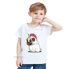 2018 Summer Girls & Boys Short Sleeve T shirt Unicorn Pug Dog Print T-shirt Baby Kids Funny Cartoon Clothing 2024 - buy cheap