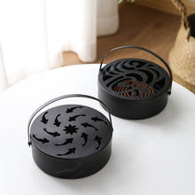 Hollow Iron Mosquito Coil Holder Fire-resistant Mosquito Coil Box With Handle And Lid Portable Anti Scald Incense Burner 2024 - buy cheap