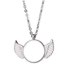 Handmade Sublimation Blanks Angel Wing Necklaces Custom Photo Blank MDF Printable Round Pendant for Women Jewelry Making 2024 - buy cheap