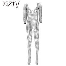 Jumpsuit Women Rompers Sexy Hollow Out Fishnet Bodysuit Lingerie Erotic Costume Long Sleeves Sexy Body Pantyhose Bodystockings 2024 - buy cheap