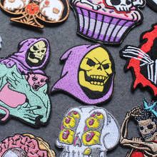 Skull Iron On Patch Skeletor Patches For Clothing Grim Reaper patch Embroidered Patches On Clothes Punk Clothes Stripes Decor 2024 - buy cheap