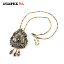 Женское ожерелье с подвеской Sunspicems, серое ожерелье с кристаллами в стиле бохо золотого цвета в античном стиле, винтажное ожерелье на свадьбу 2024 - купить недорого