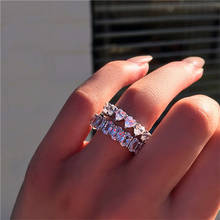Anéis luxuosos brancos de zircônia para mulheres, cristal completo feminino, anel de noivado, femme, vintage, anel simples, para moças, anéis de casamento novo 2024 - compre barato