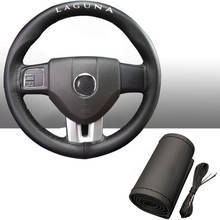 Funda trenzada de cuero genuino para volante de Renault Laguna, 15 pulgadas, accesorios interiores de coche 2024 - compra barato