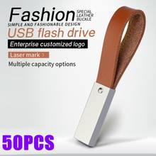Флеш-накопитель USB 2,0 с кожаной пряжкой, 4/8/16/32/64 ГБ, 50 шт. 2024 - купить недорого