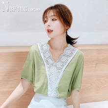 2020 Summer Korean Fashion Lace Women Blouse Avocado Green Female Chiffon Blouses 2024 - buy cheap