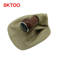 SKTOO Beige 5 Speed Gear Wooden Shift Knob Gaitor Boot For VW Passat B5 B5.5 1998-2004 2024 - buy cheap