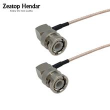 1 pces bnc 2 duplo conector macho ângulo direito bnc macho a 90 graus bnc macho plugue rf conector rg316 trança jumper cabo