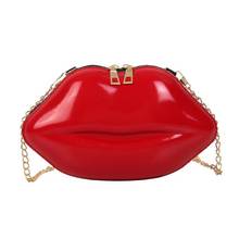 Lips Shape PVC Women Handbags Solid Color Zipper Shoulder Bag Crossbody Phone Purse Chain Messenger Bags Evening Party Clutch 2024 - buy cheap