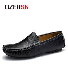 OZERSK Genuine Leather Men Casual Shoes Luxury Brand Mens Loafers Moccasins Breathable Slip on Black Driving Shoes Size 37-48 2024 - buy cheap