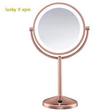 Double-Sided Battery Operated Lighted Makeup Mirror - Lighted Vanity Makeup Mirror LED Lighting 10x Magnification Rose Gold 2024 - buy cheap