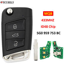 Умный дистанционный ключ для автомобиля MQB с 3 кнопками, 433 МГц, чип ID48 5G0 959 753 BC для Volkswagen, для VW Golf VII MK7 GTI, для Skoda Octavia A7 2024 - купить недорого