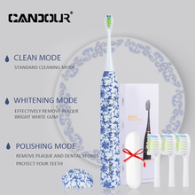 Blue and white pottery Chinese style  CD5166 Sonic Electric Toothbrush USB Rechargeable 15 Modes Toothbrushes  Brush 16 Heads 2024 - buy cheap