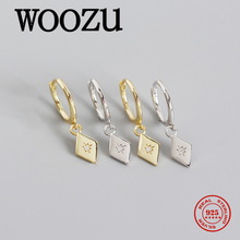 WOOZU Fashion Minimalism Geometric Pavé Zircon Drop Earrings for Women Genuine 925 Sterling Silver Chic Teen Office Jewelry Gift 2024 - buy cheap