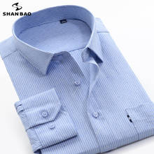 Shan bao camisa listrada clássica primavera e outono 2021, camisa solta tamanho grande masculina 2024 - compre barato