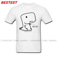 Camiseta masculina de algodão com estampa de dinossauro, design simples, camiseta de algodão para homens 2024 - compre barato