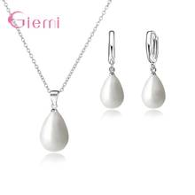 Collar de plata de ley 925 con perlas naturales de agua dulce, Pendientes colgantes, conjuntos de joyería para mujer y Niña 2024 - compra barato