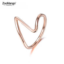 ZooMango Rose Gold Color Simple Geometry Design Finger Rings Jewelry Trendy Office Stainless Steel Ring For Women Gifts ZR18004 2024 - купить недорого