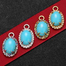 ZHUKOU-Colgante azul de latón de 13x22mm para mujer, exquisito collar, pendientes, accesorios de joyería, modelo: VS593 2024 - compra barato